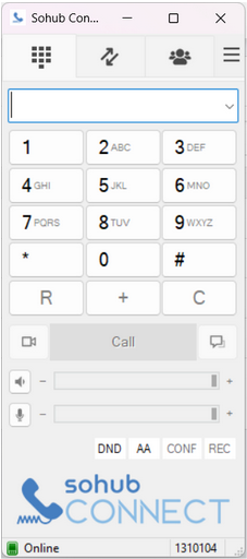 Softphone online status screen